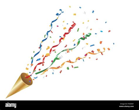 Exploding Party Popper With Confetti And Streamer Stock Vector Image