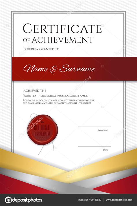 Luxury Certificate Template With Elegant Golden Border Frame Di Stock