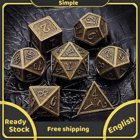 Dandd Metal Dice Set 7pcs Dnd Dice Of D20 D12 D10 D8 D6 D4 For Dungeons