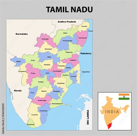 Tamil Nadu Map District Ways Map Of Tamil Nadu With Name Vector Hot Sex Picture