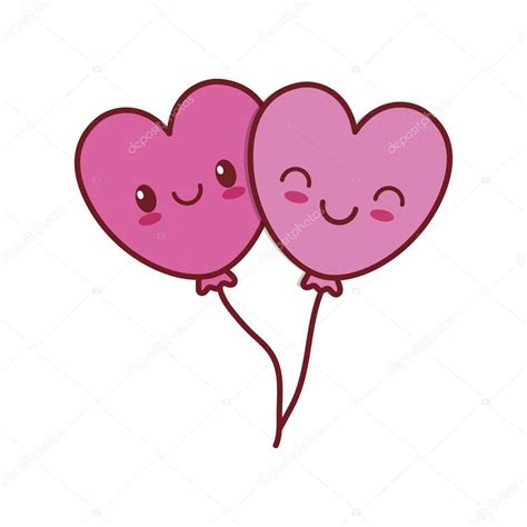 Kawaii Love Heart Balloons Valentine — Stock Vector © Djv 139521810
