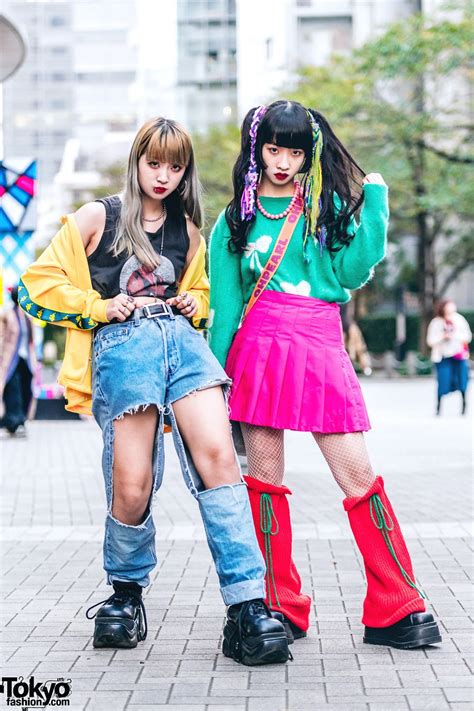 Tokyo Girls Colorful Street Styles W Rainbow Hair Falls Peco Club Kappa Y 3 Oh Pearl