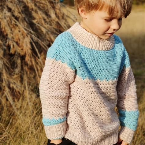 Crochet Pattern Color Block Sweater Baby Boy Sweater Wool Etsy