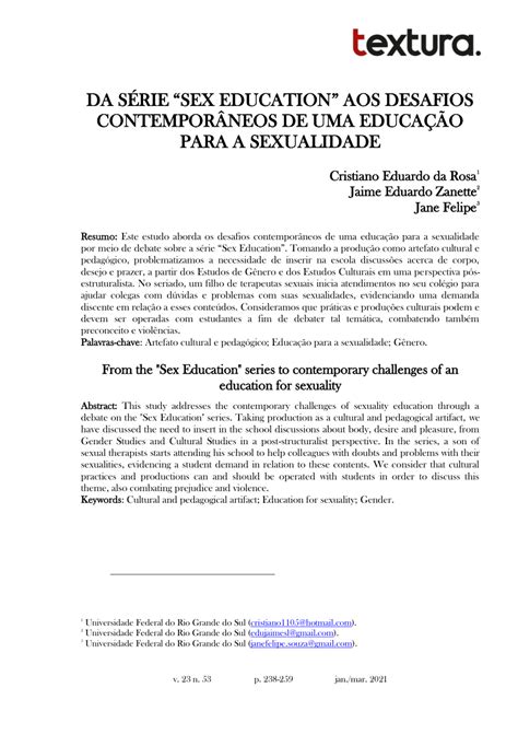 pdf da série “sex education” aos desafios contemporâneos de uma educação para a sexualidade