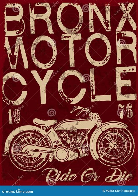 Vintage Motorcycle Hand Drawn Vector Tee Graphic Design Stock Vector