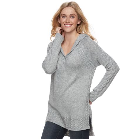 Womens Sonoma Goods For Life Cable Knit Hooded Sweater Women