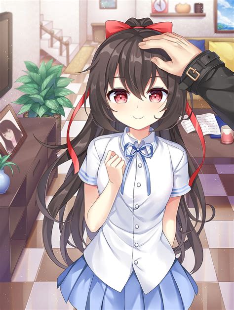 Anime Girl With Brown Hair And Red Eyes