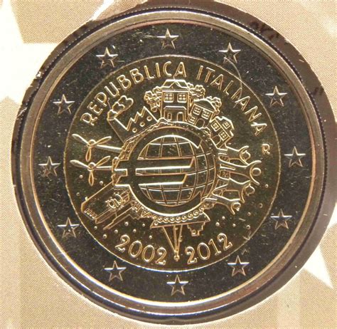 Italie 2 Euro Commémorative 2012 Dix Ans De Billets Et Pièces En
