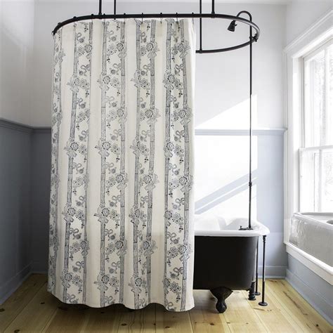 French Stripe Shower Curtain In Indigo Les Indiennes Interior And