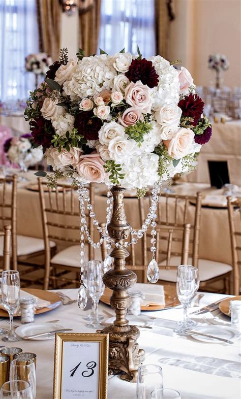 Upscale Country Club Wedding Tall Wedding Centerpieces