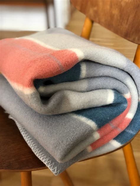 Swedish Habo Wool throw blanket grey pink and blue tones wool blanket ...