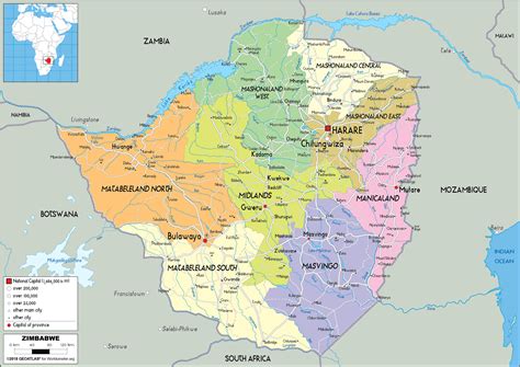 Zimbabwe Map Political Worldometer