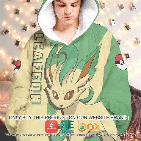 Best Anime Pokemon Leafeon Premium Fleece Hoodie Blanket Express Your