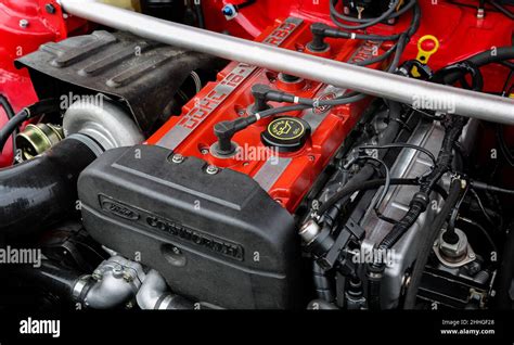 A Red Ford Cosworth Yb Engine Stock Photo Alamy