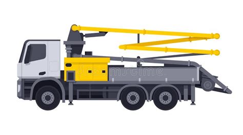 Concrete Pump Truck Flat Line Icon Vector Outline Illustration Of