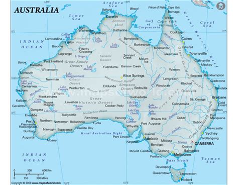 Buy Printed Australia Physical Map Blue Background