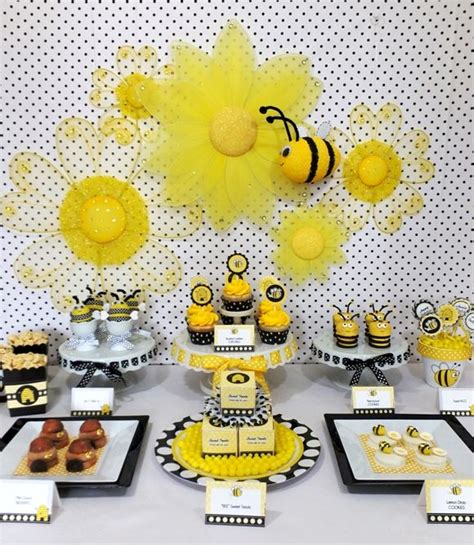 Honey Bee Desserts Table Ideas Bee Birthday Theme Dessert Table
