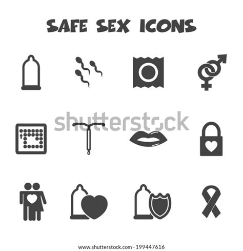Safe Sex Icons Mono Vector Symbols Stock Vector Royalty Free 199447616