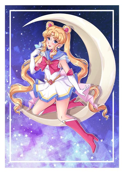 Moon Princess 7x5 Art Print Cute Anime Etsy