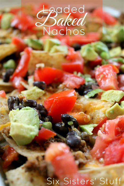 Baked tortilla chips (nachos chips from scratch), oven baked nachos chips recipe #breadbakers, easy baked nachos recipe. Loaded Baked Nachos - Six Sisters' Stuff