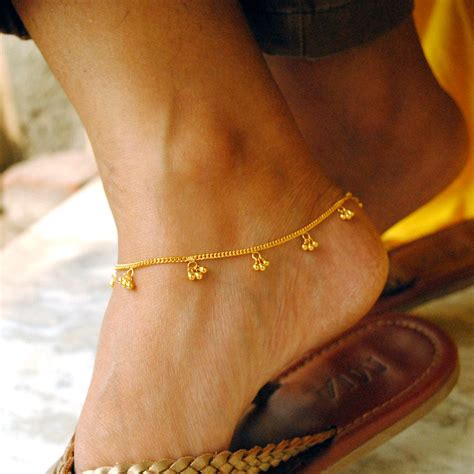 18k Gold Ankletbracelet With Bells Ankle Bracelet Gold Bell Dainty
