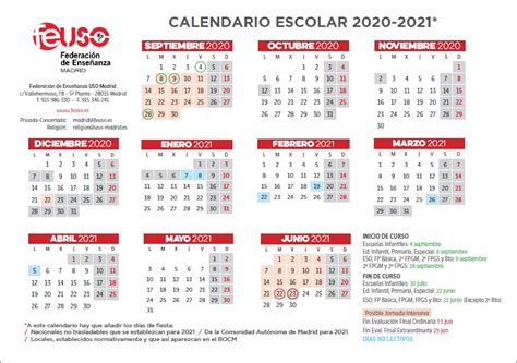 Federación De Enseñanza De Uso Calendario Escolar Com Madrid Curso