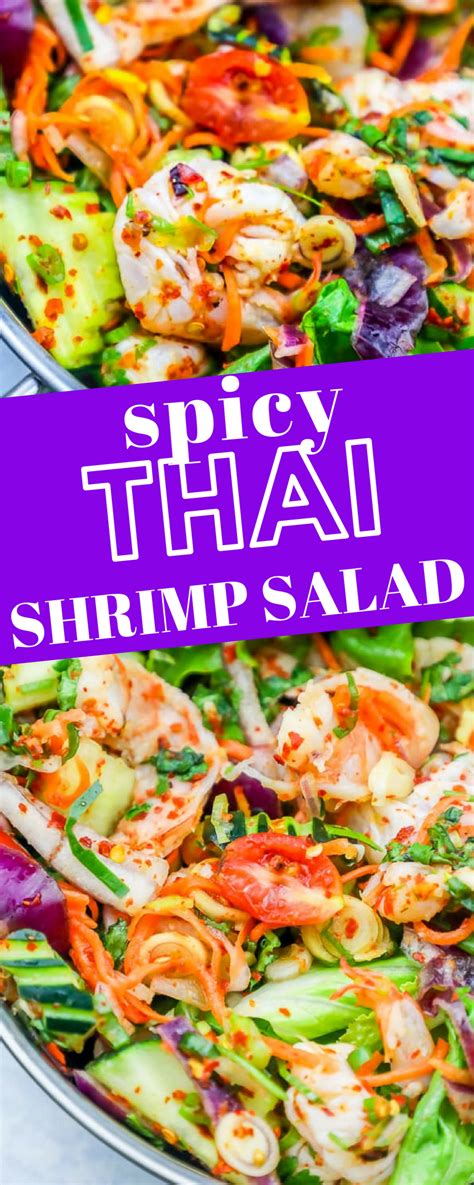 Pour over salads and garnish with green onion, cilantro, and mint leaves. Spicy Thai Shrimp Salad Recipe - Sweet Cs Designs