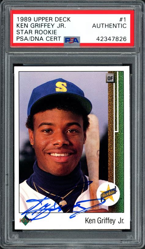 Upper deck rookie card #1 (check price) the 1989 upper deck is the first release in the debut set, and it's another popular, premium option. Ken Griffey Jr. Autographed Signed 1989 Upper Deck Rookie Card #1 Seattle Mariners PSA/DNA #42347826