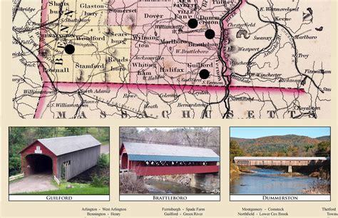 Covered Bridges Of Vermont 1856 Colton Map 2014 Etsy