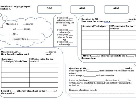 In which i give an overview of question 5 and offer some tips on how to approach writing your response. AQA LANGUAGE PAPER 1 REVISION MAT | Teaching Resources
