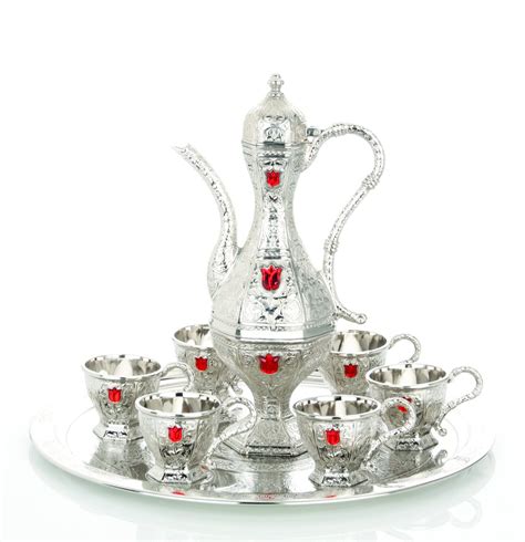 Buy Sena Sultan Authentic 8 Piece Silver Plated Turkish Coffee Espresso