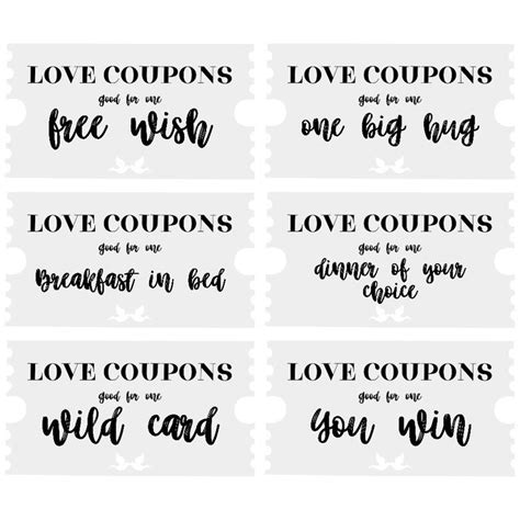 Diy Free Love Coupons Printable For Valentines Couples Birthday T
