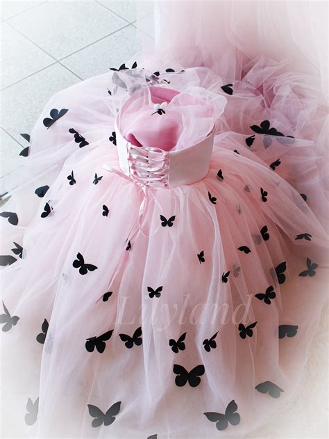 Cute Baby Butterfly Dress Soft Pink Black And Pink Little Etsy