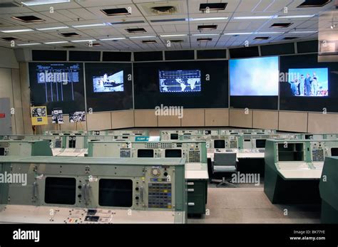 Nasa Historic Mission Control Room Houston Texas Usa Stock Photo Alamy