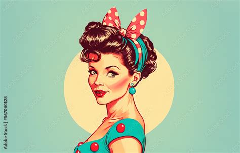 Pretty Vintage Pin Up Drawing Of A Model Girl From The 1960s Clip Art Classic Sticker Image