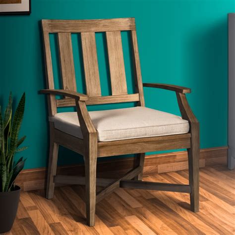Foundry Select Orrie Fabric Solid Wood Slat Back Arm Chair In Brown