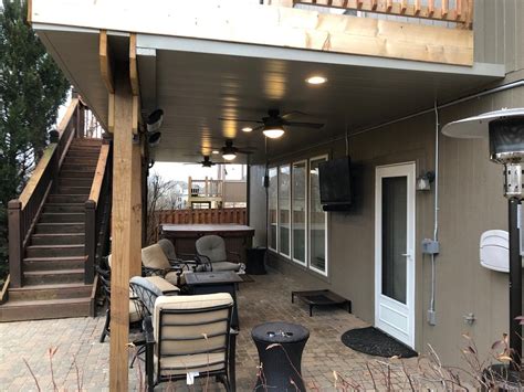 Replacing a front walkway with poured or stamped concrete costs anywhere from $6 to $15 per square foot, depending on the upgrades you choose. Under deck ceiling systems allow space to be used for much more