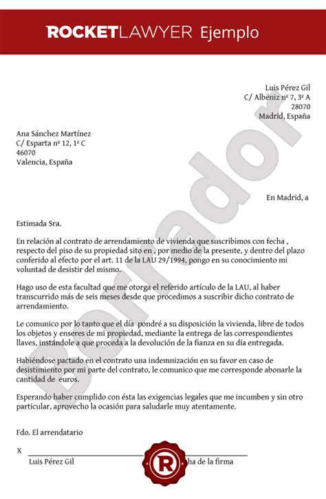 Rescisi N Del Contrato De Alquiler De Vivienda Por Parte Del Arrendatario