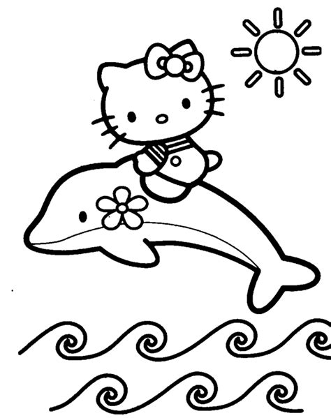 10 dibujos para imprimir y colorear etapa infantil. Dibujos para colorear: Hello Kitty con delfin para colorear