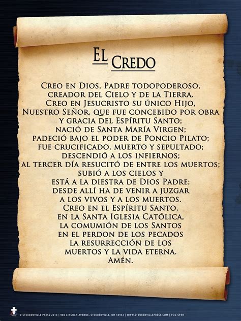 The Apostles Creed Catholic Prayer In Spanish Churchgistscom