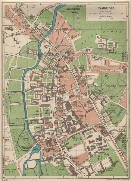 Cambridge Vintage Town City Map Plan Cambridgeshire Colleges 1939 Old