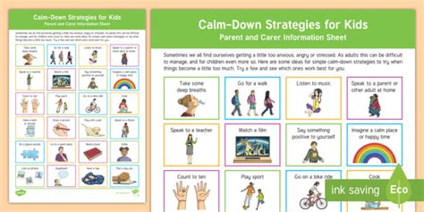 Calm Down Strategies For Kids Parent And Carer Information
