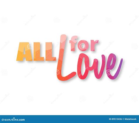 All For Love Mosaic Colored Lettering Phrase With Drop Shadow Stock