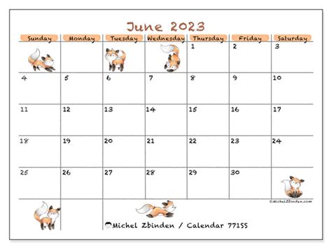 June 2023 Printable Calendar “771ss” Michel Zbinden Hk