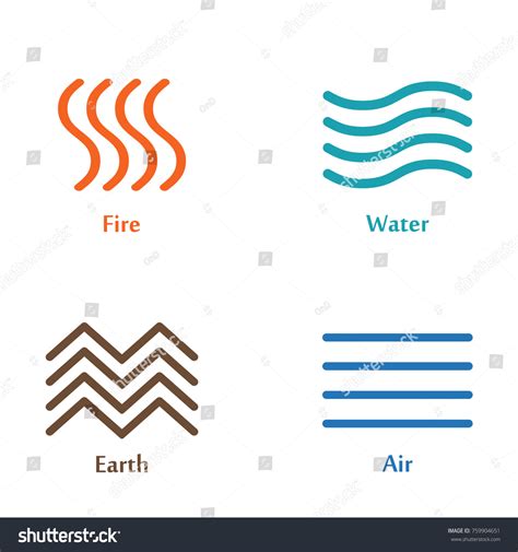 Vector Illustration Four Elements Icons Line Stock Vector