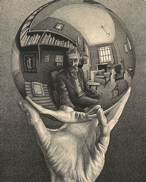 A Drawing Of A Hand Holding A Mirror Ball With A Man Sitting On Top Of It