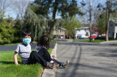 Kids Outside With Face Masks By Stocksy Contributor Lauren Lee