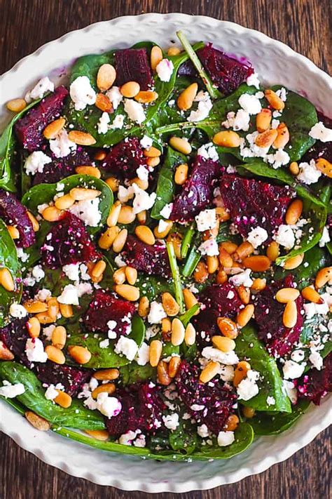 Spinach salad with baked goat cheese arrange the spinach on four plates.in a skillet, melt butter. Simple Beet Salad with Goat Cheese - Julia's Album