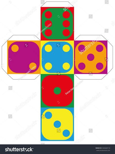 Dice Template Model Colorful Cube Make Stock Vector Royalty Free