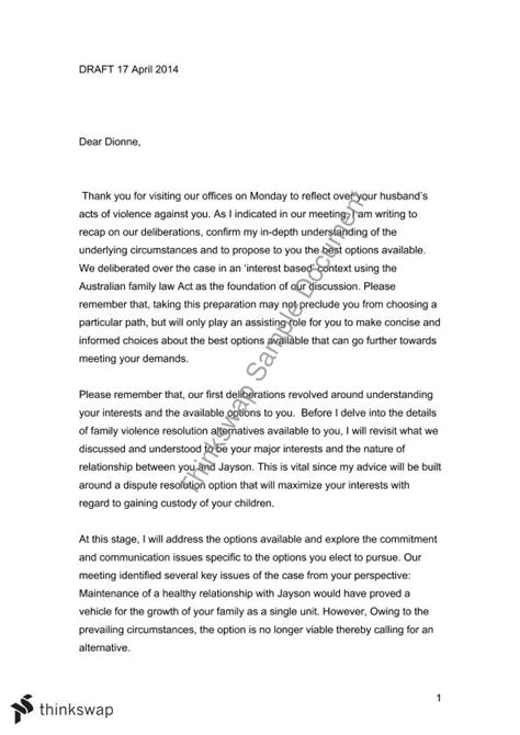 family law domestic violence letter  advice